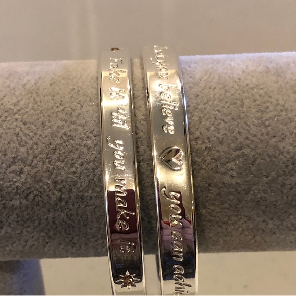 Set of 2 Mary Kay Cuff Bracelets- inspirational engraving - silver tone - Picture 2 of 12